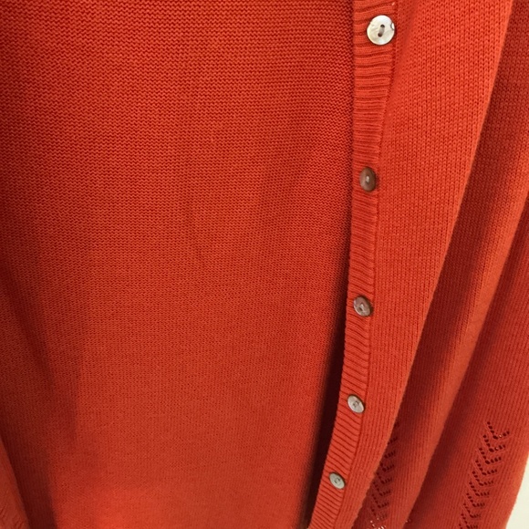 Burnt OrangeButton-Front 3/4 Sleeve Cardigan Sweater with Tie Belt, Size XL - Picture 3 of 4
